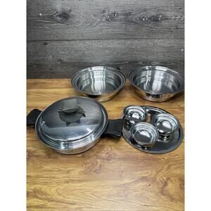 Health Craft 5 Ply 304 Surgical Stainless 1.5 Qt Pot w lid/strainer pan/poacher